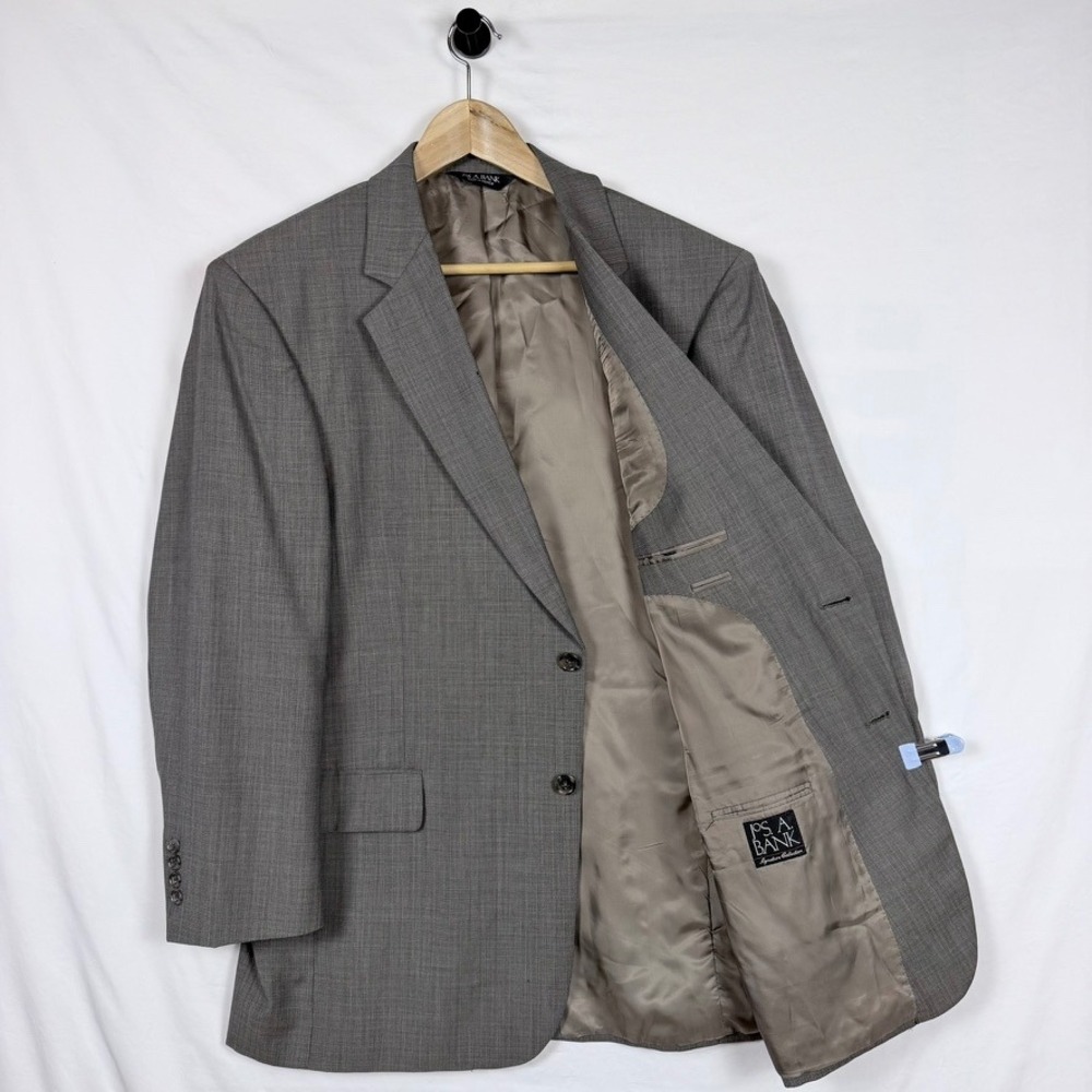 Jos A Bank Blazer Sport Coat 44 Gray Wool Single Vent Professional Preppy Formal